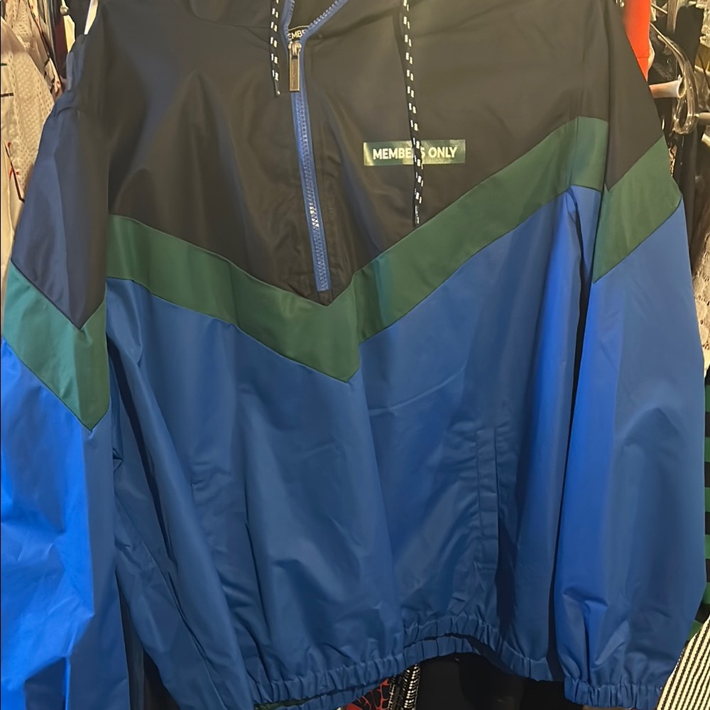 Members Only Blue and Green Jacket